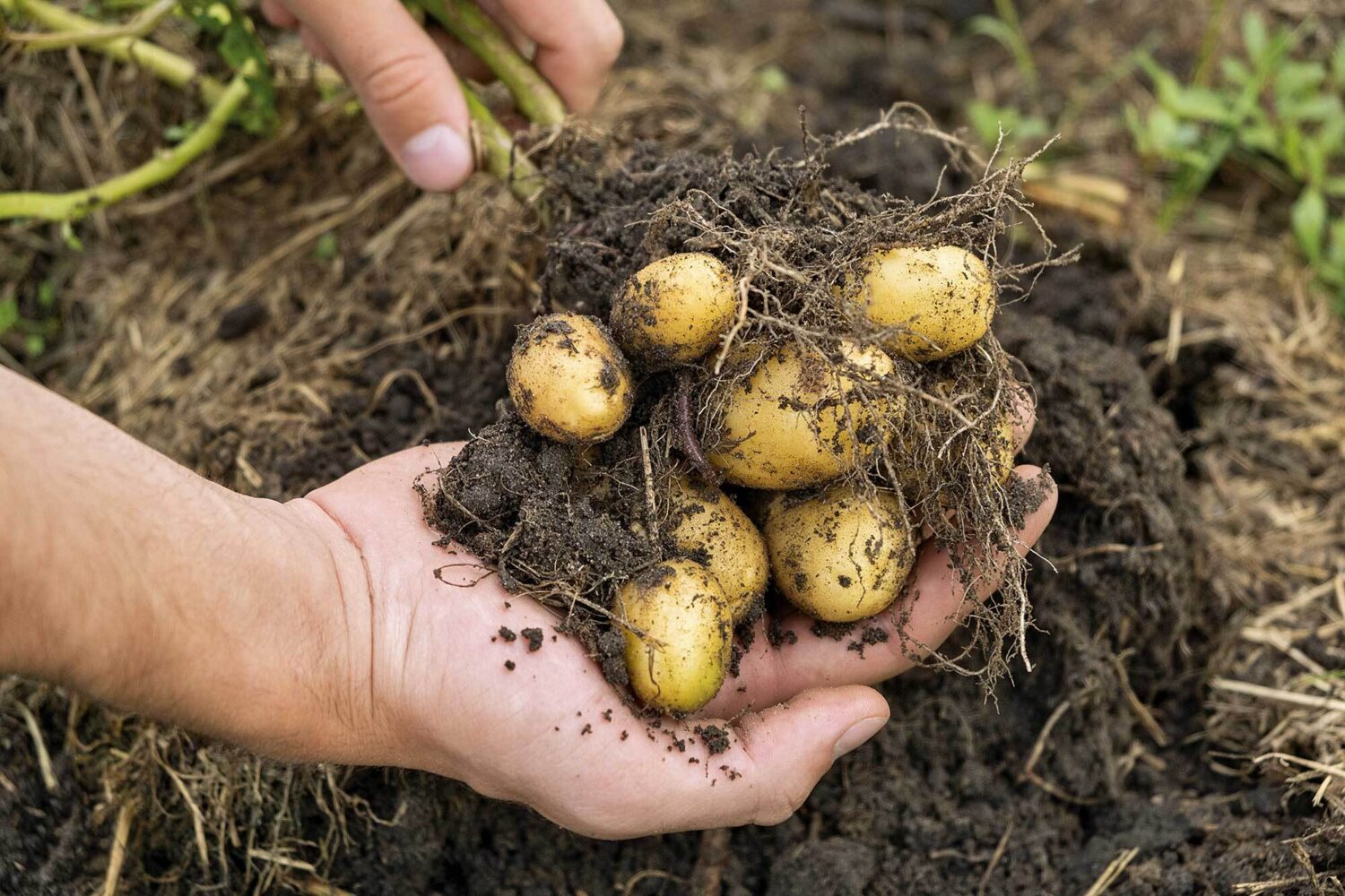 Ausgegrabene Kartoffeln nach Einsatz von boncrop flow